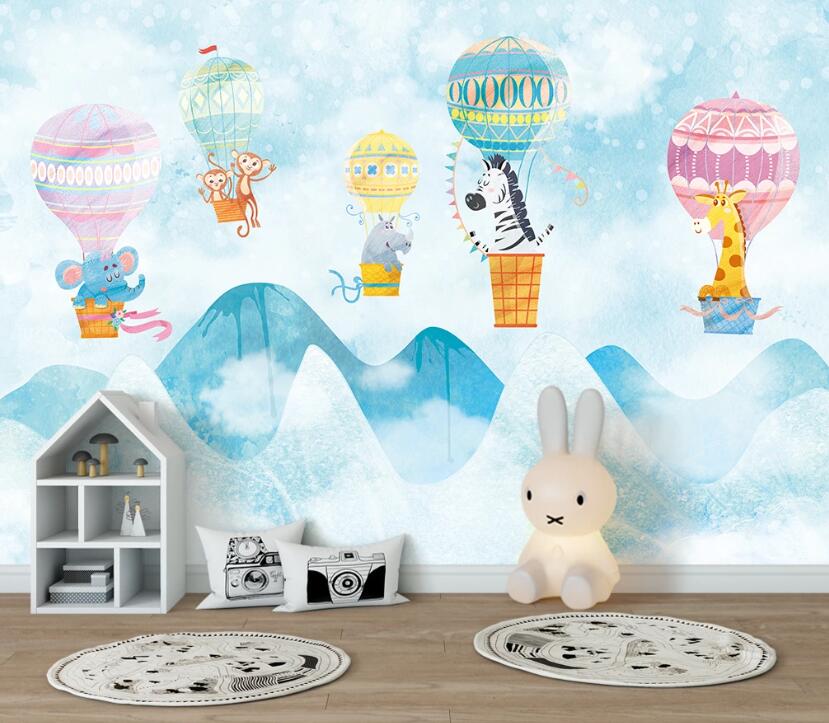 3D Colorful Cute Hot Air Balloon 2448 Wall Murals