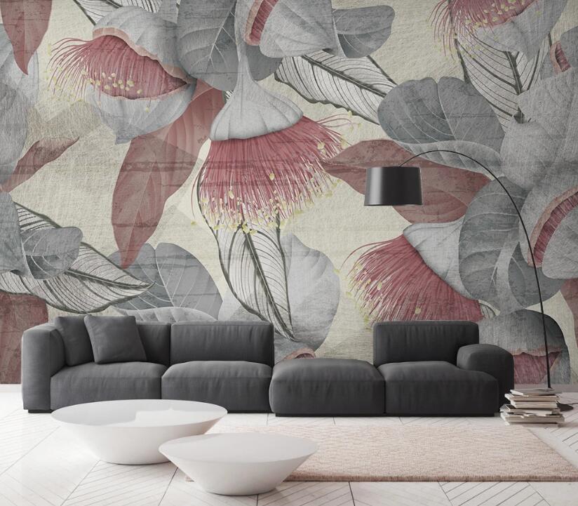 3D Elegant Leaves And Flowers 2448 Wall Murals