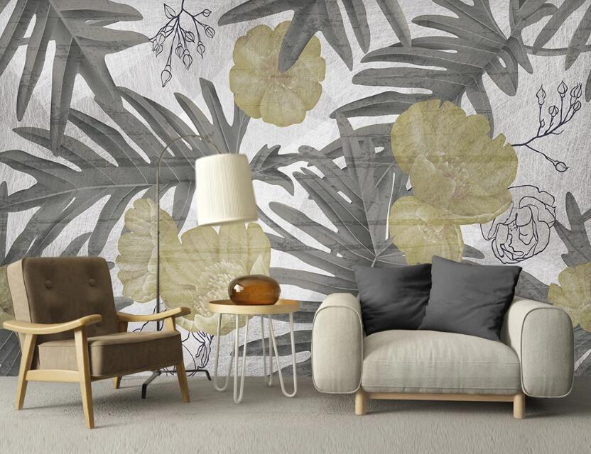 3D Faded Leaves 2444 Wall Murals