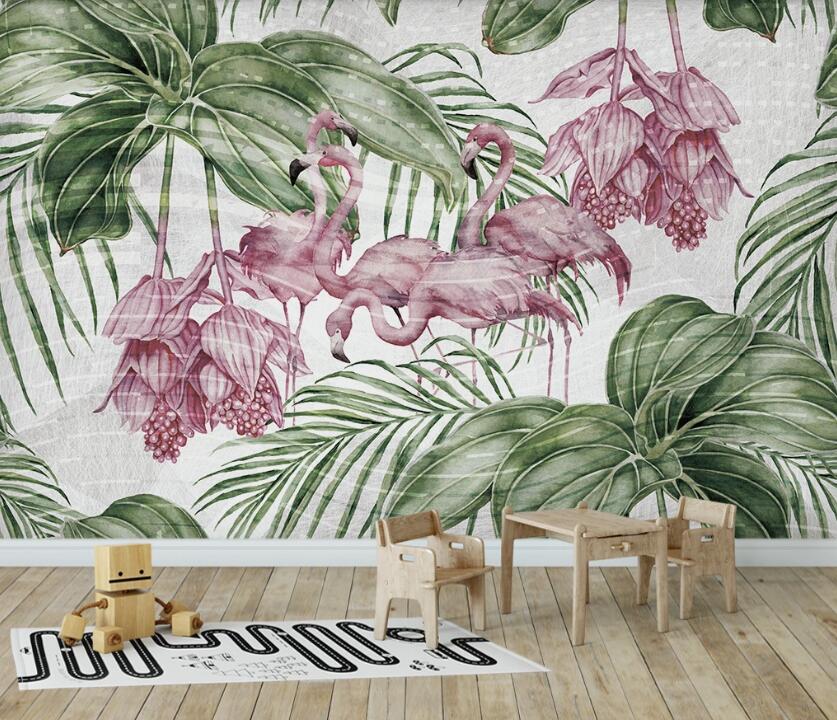 3D The Beautiful Purple Flamingos 2440 Wall Murals