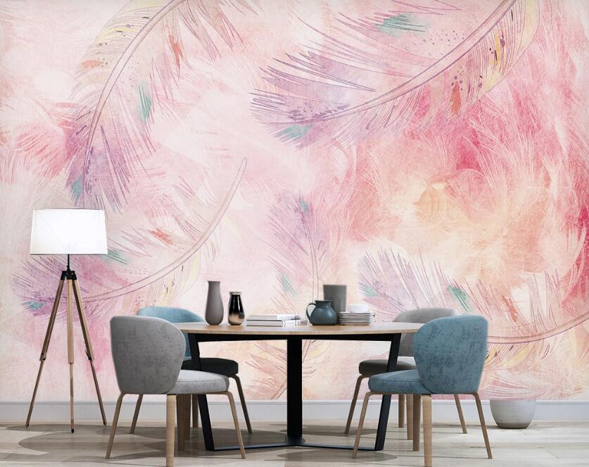 3D Pink Dreamy Feathers 2438 Wall Murals