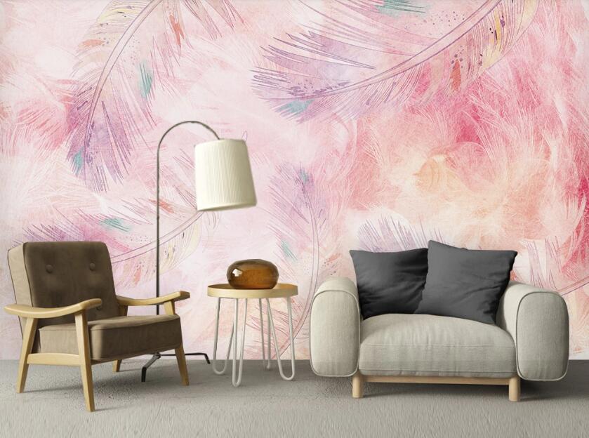 3D Pink Dreamy Feathers 2438 Wall Murals