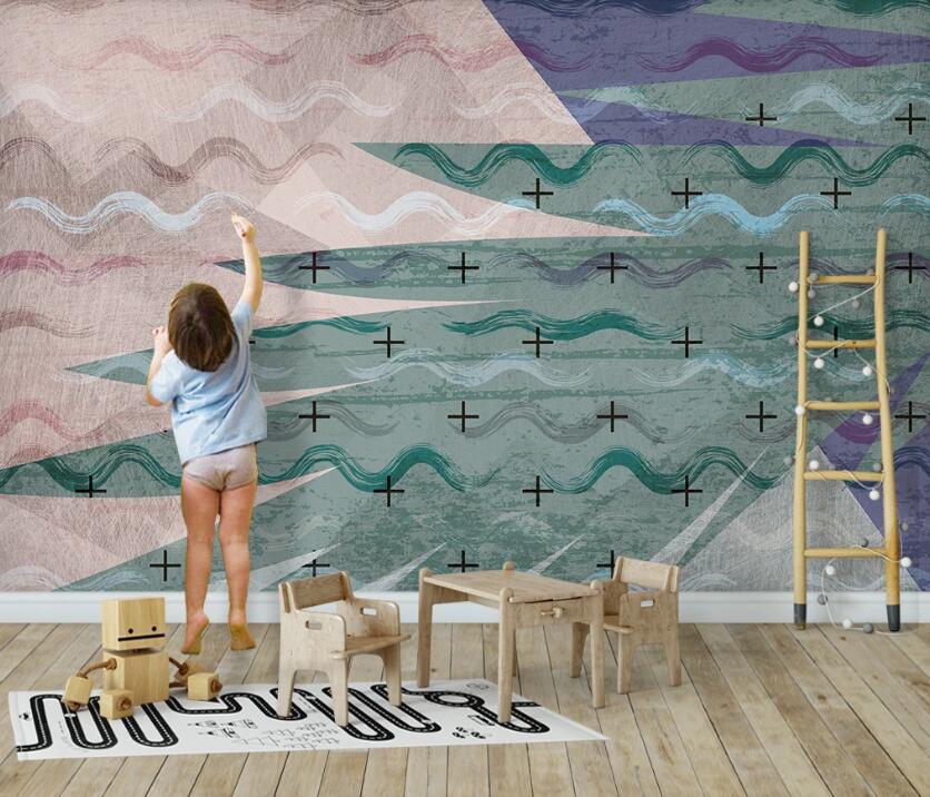 3D Three-color Geometric Interlacing 2435 Wall Murals