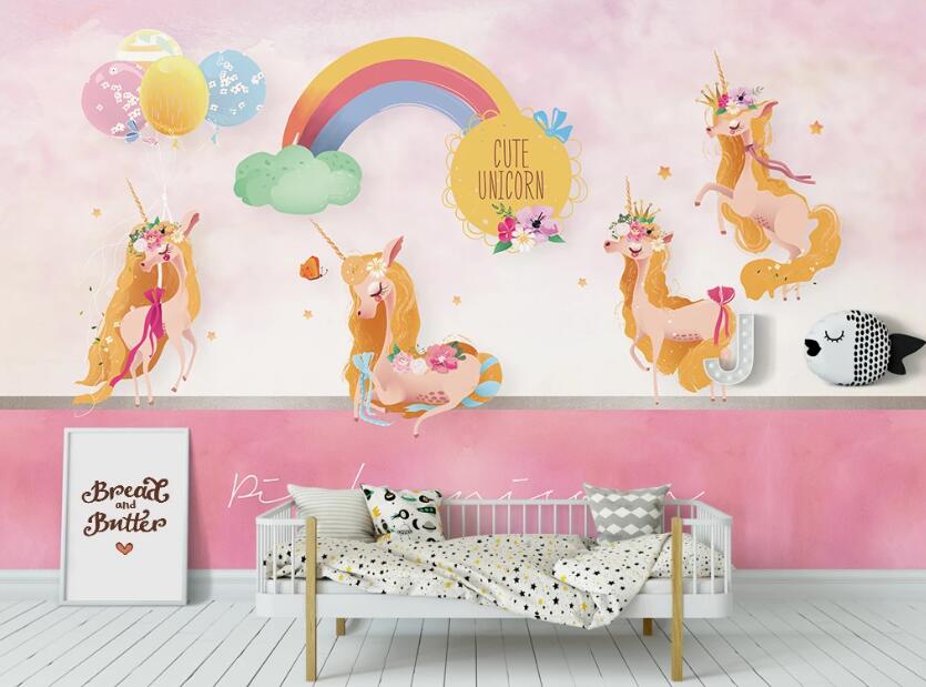 3D Rainbow And Horse 2428 Wall Murals