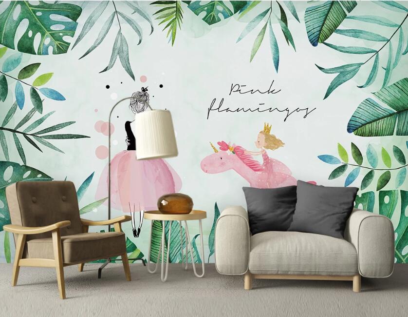 3D Pink Curious Pony 2421 Wall Murals