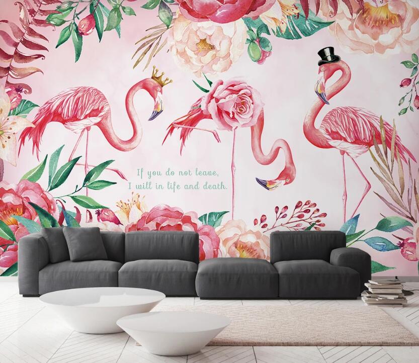 3D Three Rich And Beautiful Flamingos 2409 Wall Murals