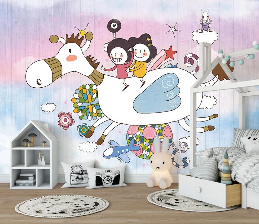 3D Flying White Horse 2404 Wall Murals