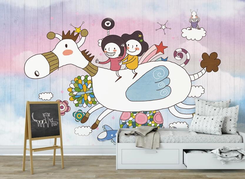 3D Flying White Horse 2404 Wall Murals
