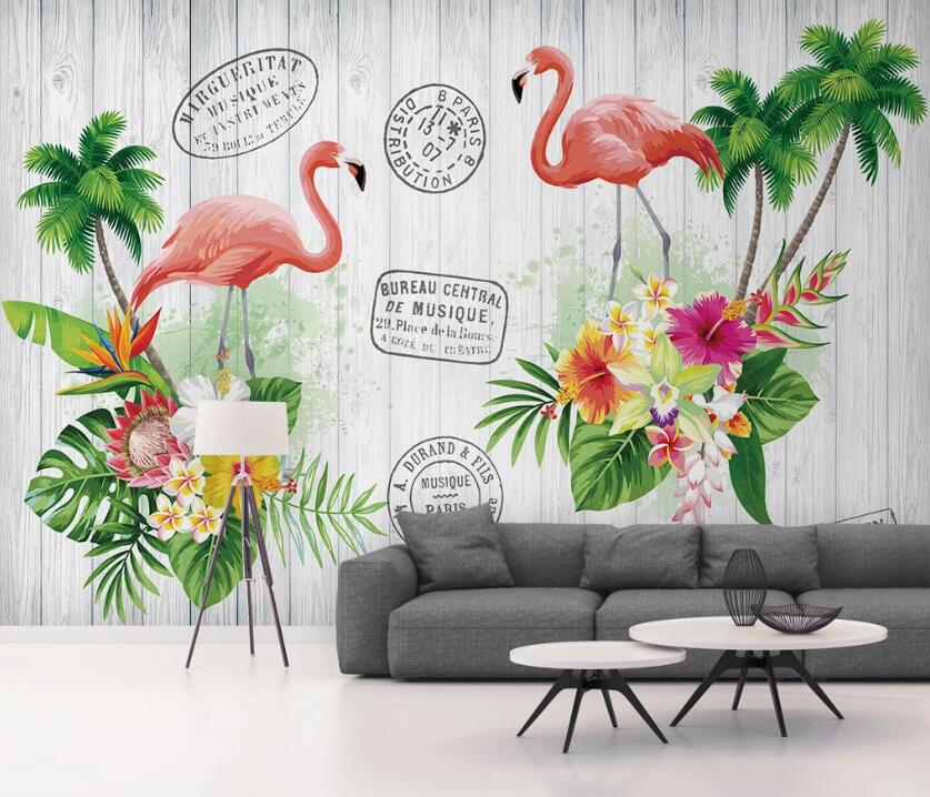 3D Flamingo And Seal 2403 Wall Murals