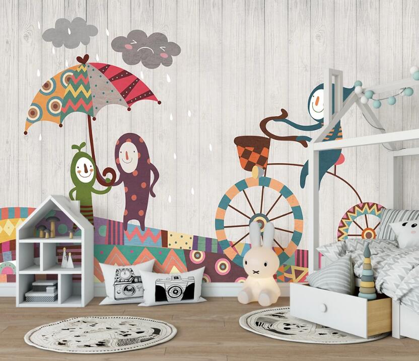 3D Fairy Umbrella And Bicycle 2401 Wall Murals