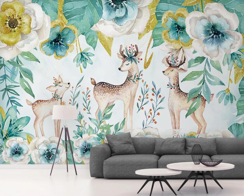 3D Charming Deer Family 2395 Wall Murals