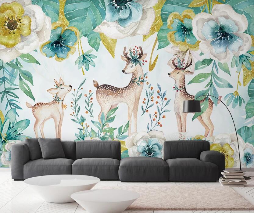 3D Charming Deer Family 2395 Wall Murals