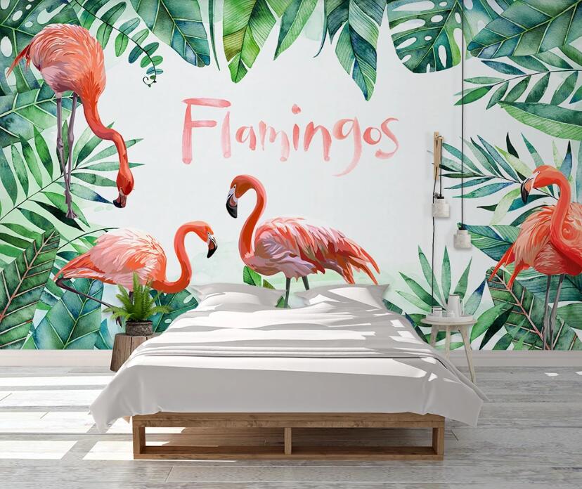 3D Four Orange Flamingos 2381 Wall Murals