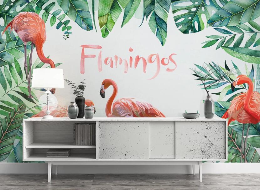 3D Four Orange Flamingos 2381 Wall Murals