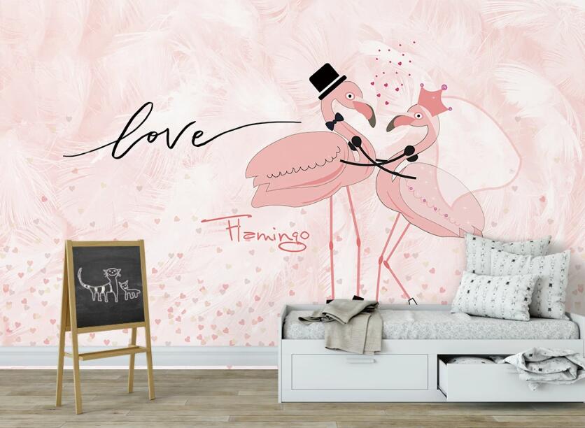 3D Love Flamingos 2378 Wall Murals