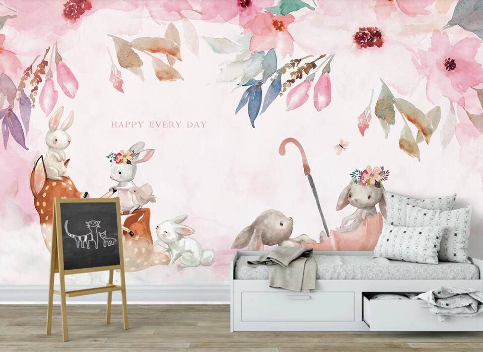 3D Pink Animals 1139 Wall Murals