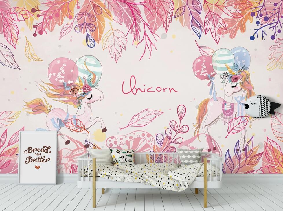 3D Pink Feather Ponies 1141 Wall Murals