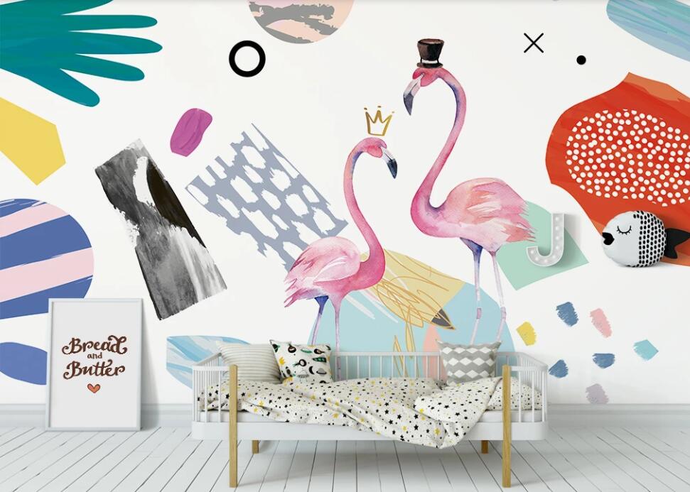 3D Everyday Tools Flamingos 1136 Wall Murals