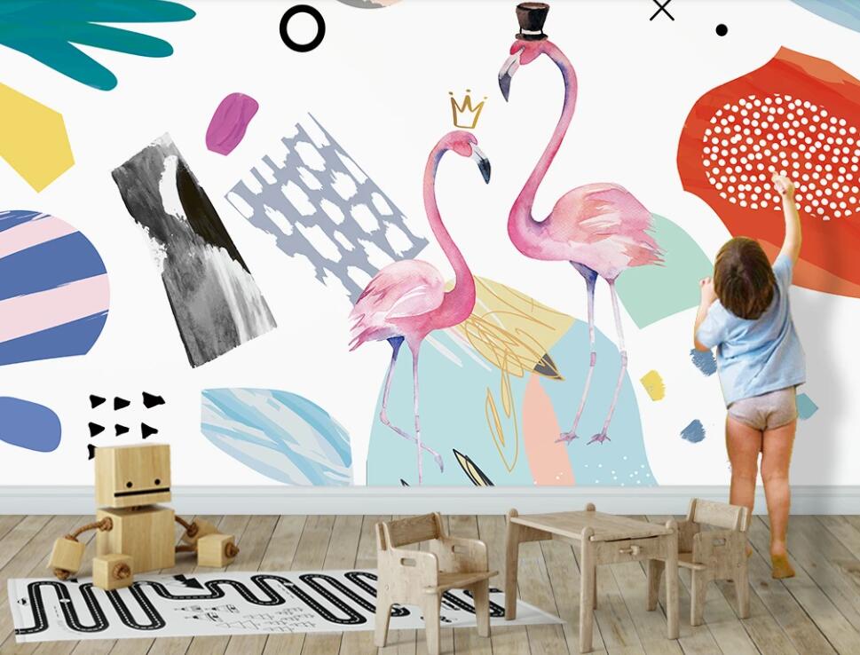 3D Everyday Tools Flamingos 1136 Wall Murals