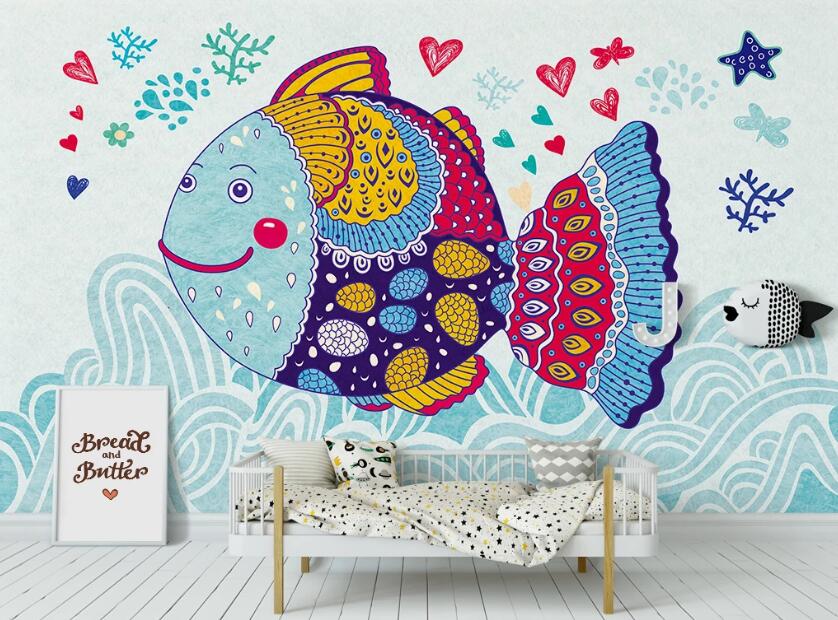 3D Colored Innocent Fish 1128 Wall Murals