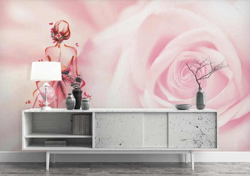 3D Rose Woman 1121 Wall Murals