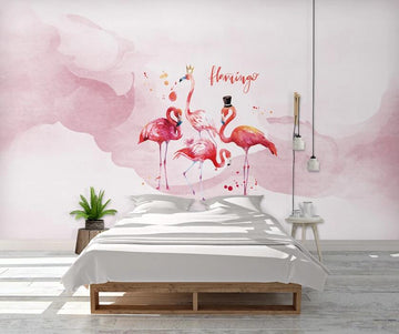 3D Pink Love Flamingos 1119 Wall Murals