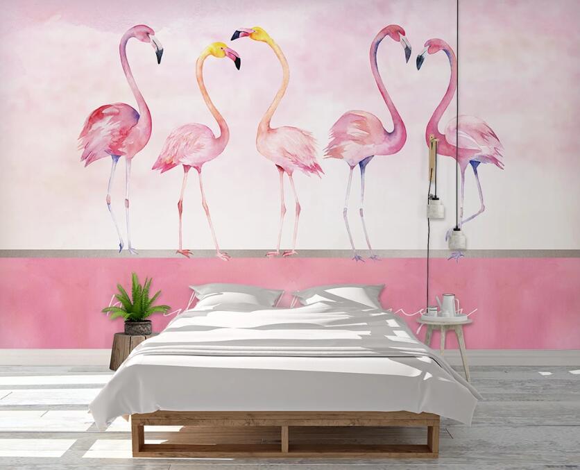 3D Pale Pink Flamingos 1116 Wall Murals