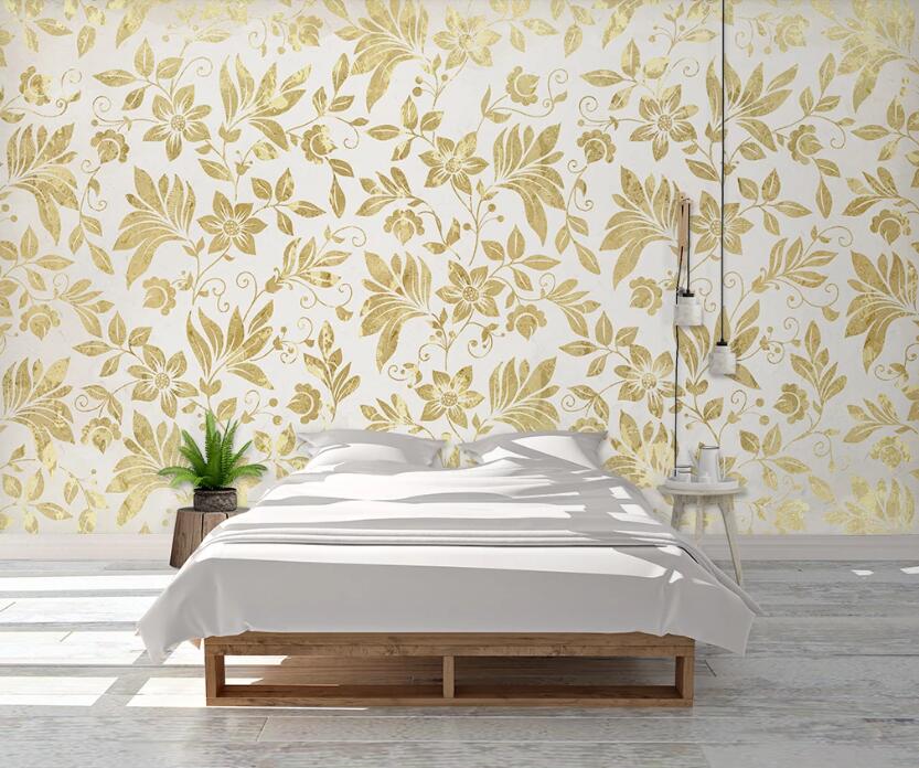 3D Yellow Species Leaves 1111 Wall Murals
