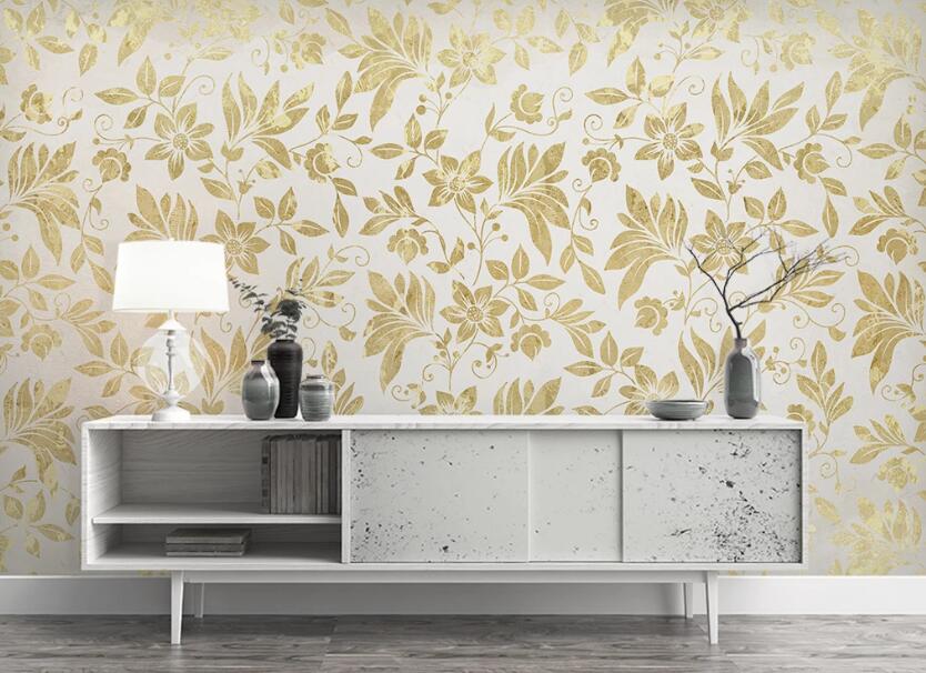 3D Yellow Species Leaves 1111 Wall Murals