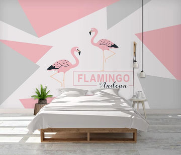 3D Pink And Black Flamingos 1103 Wall Murals