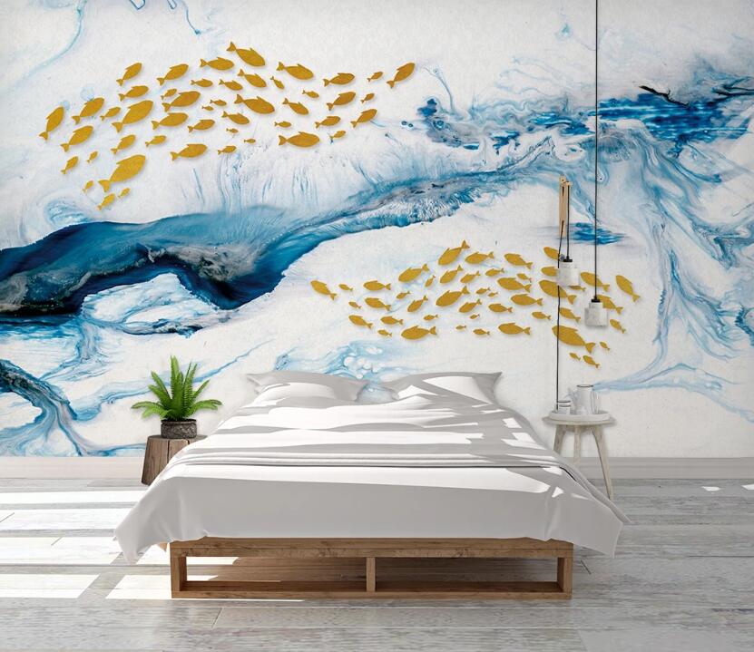 3D Two Groups Of Goldfish 1098 Wall Murals