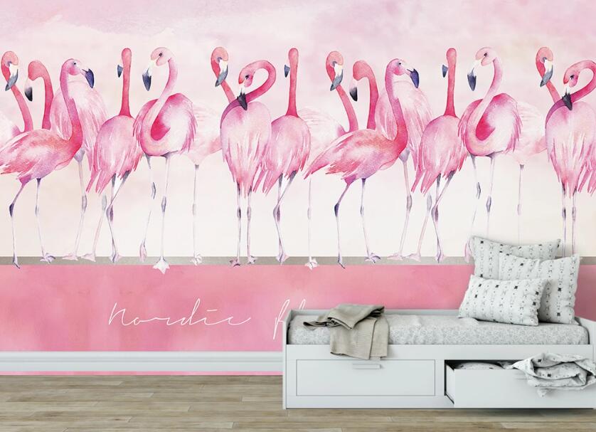 3D Flamingo Group 1094 Wall Murals
