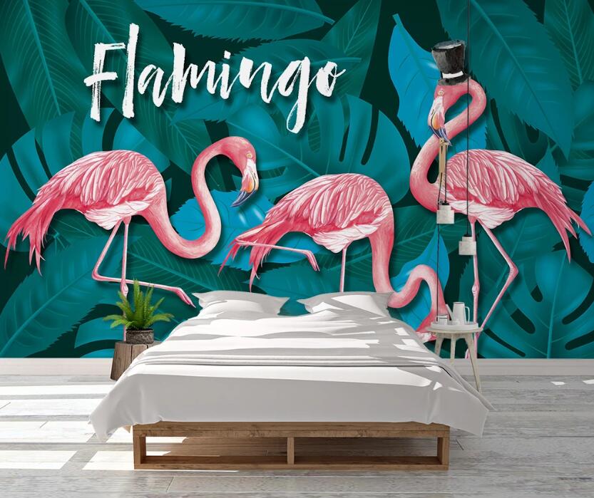 3D Three Gentlemen Flamingos 1092 Wall Murals
