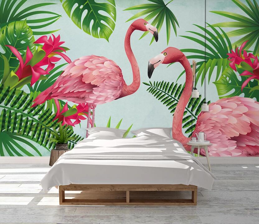3D Rich Flamingos 1076 Wall Murals