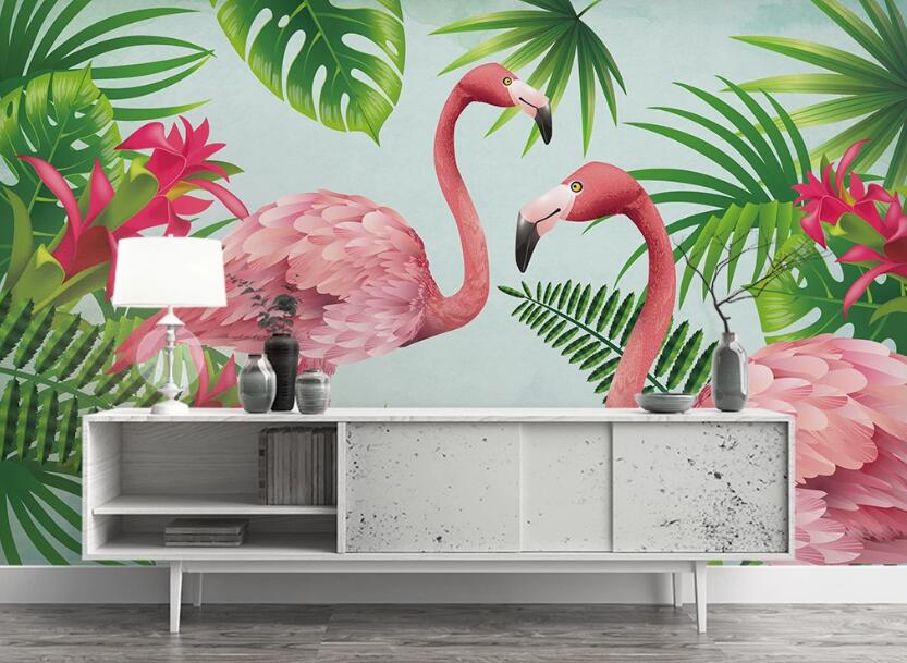 3D Rich Flamingos 1076 Wall Murals