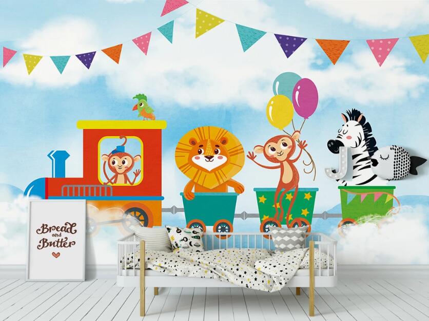 3D Animal Train 1068 Wall Murals