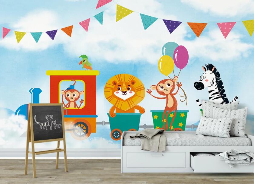 3D Animal Train 1068 Wall Murals