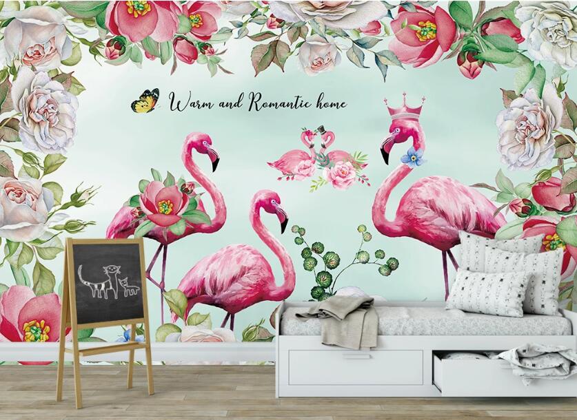 3D Remember The Warm Flamingos 1064 Wall Murals