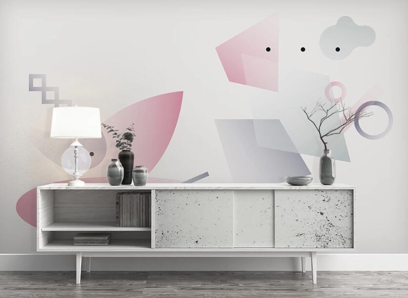 3D Three-color Elegant Geometry 1057 Wall Murals