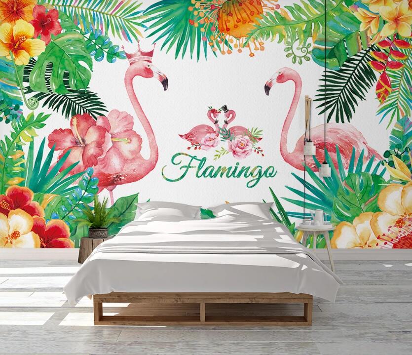3D Two Happy Pairs Of Flamingos 1036 Wall Murals