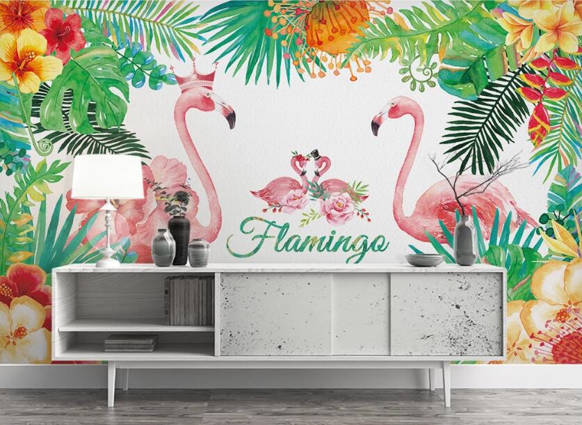 3D Two Happy Pairs Of Flamingos 1036 Wall Murals