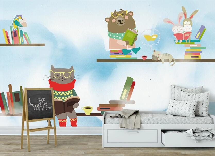 3D Animals Who Love To Read 1032 Wall Murals