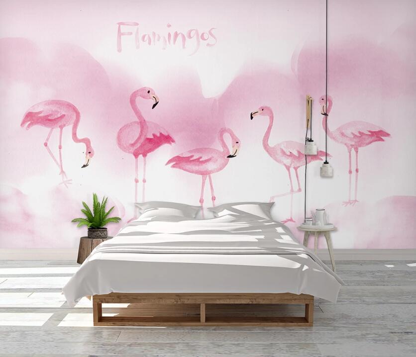 3D Pink Rippling Flamingos 1028 Wall Murals