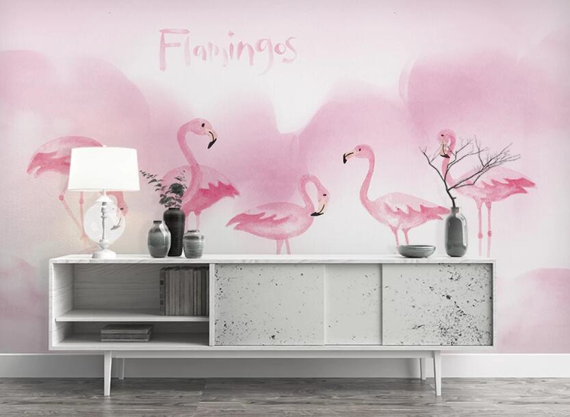 3D Pink Rippling Flamingos 1028 Wall Murals