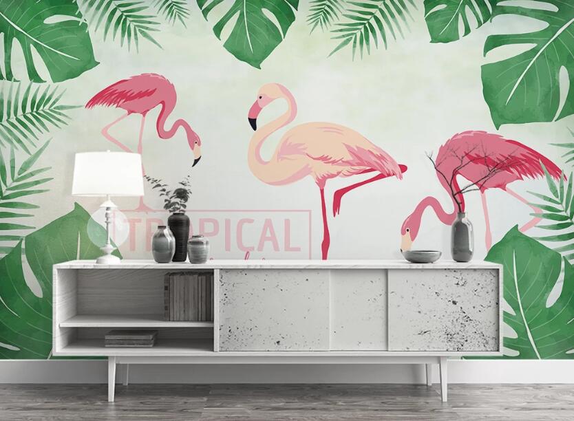 3D Theme Flamingos 1026 Wall Murals