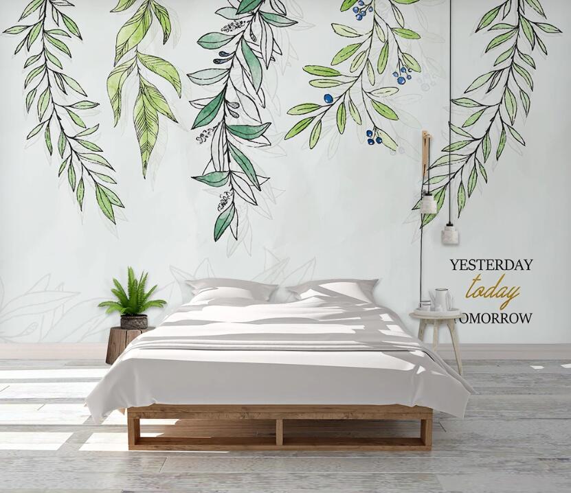 3D Willow Leaves 1003 Wall Murals