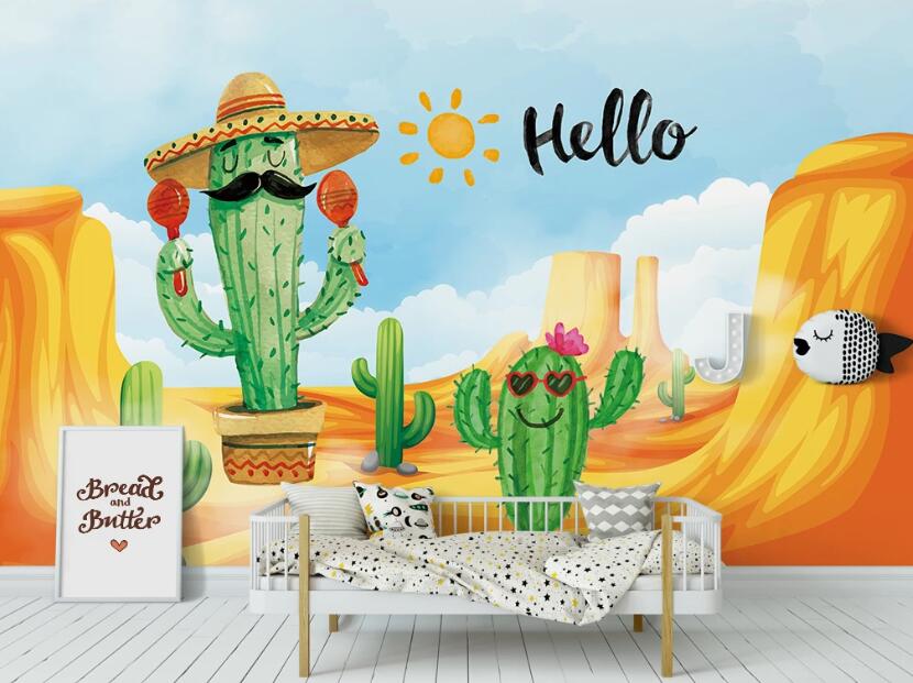 3D Cactus Father And Son 989 Wall Murals