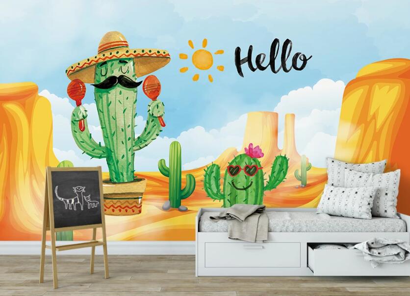 3D Cactus Father And Son 989 Wall Murals