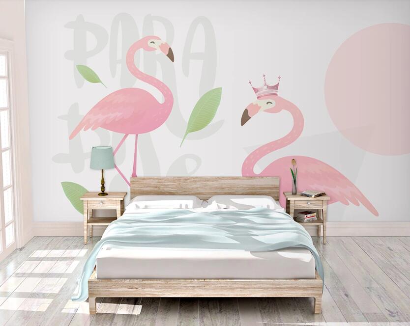 3D Noble Pink Flamingos 982 Wall Murals