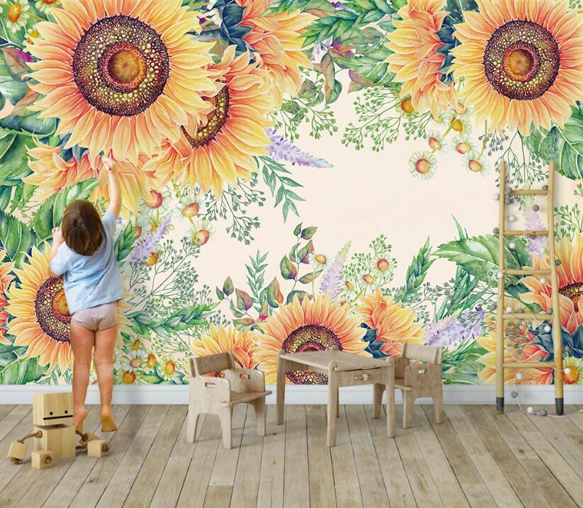 3D Warm Sunflower 977 Wall Murals